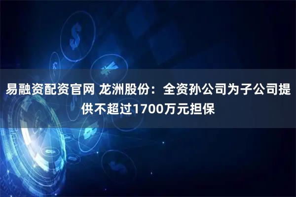 易融资配资官网 龙洲股份：全资孙公司为子公司提供不超过1700万元担保