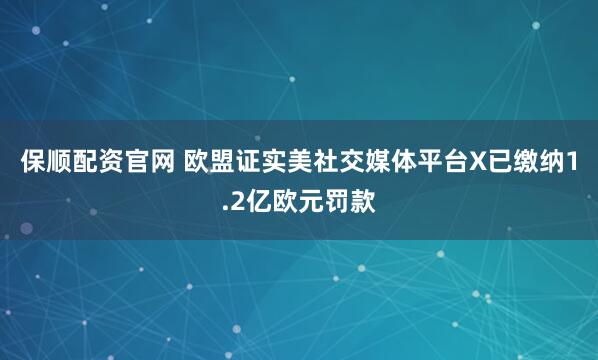 保顺配资官网 欧盟证实美社交媒体平台X已缴纳1.2亿欧元罚款