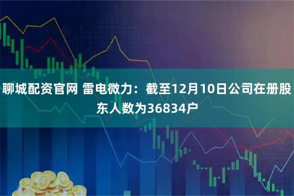 聊城配资官网 雷电微力：截至12月10日公司在册股东人数为36834户
